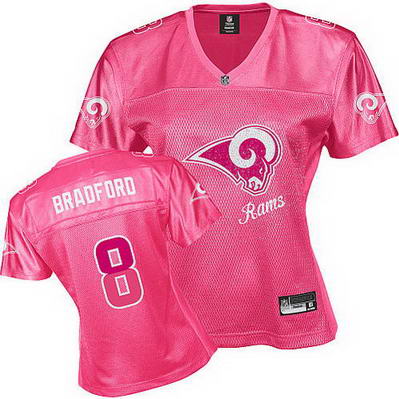 Rams #8 Sam Bradford Pink 2011 Women's Fem Fan Stitched NFL Jersey